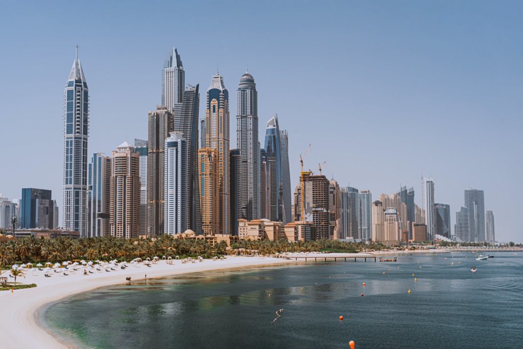 Dubai interior design beach and apartment building view